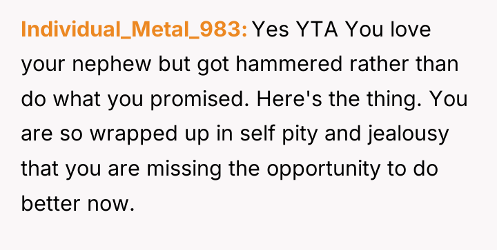 Individual_Metal_983 Yes YTA You love your nephew but got hammered...