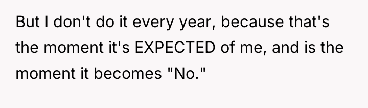But I don't do it every year, because that's the...