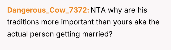Dangerous_Cow_7372 NTA why are his traditions more important than yours...