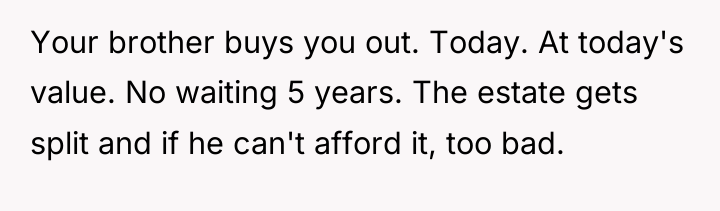 Your brother buys you out. Today. At today's value. No...