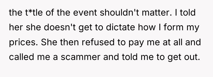 the t*tle of the event shouldn't matter. I told her...
