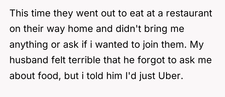 This time they went out to eat at a restaurant...