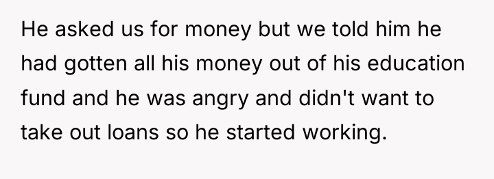 He asked us for money but we told him he...