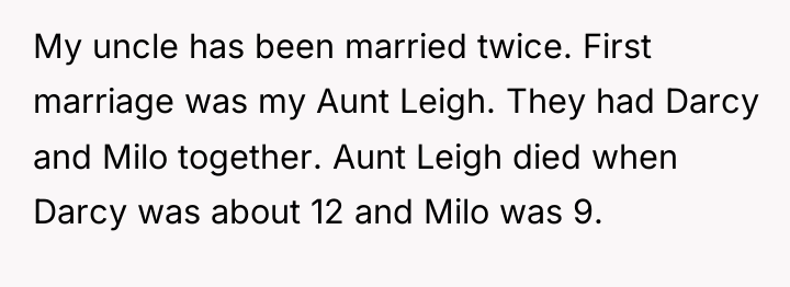My uncle has been married twice. First marriage was my...