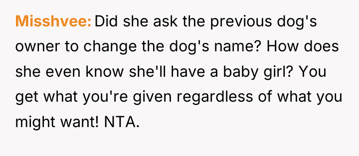 Misshvee Did she ask the previous dog's owner to change...