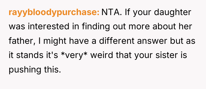 rayybloodypurchase NTA. If your daughter was interested in finding out...