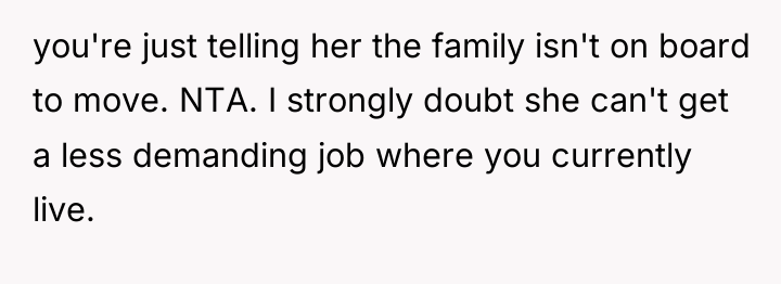 you're just telling her the family isn't on board to...