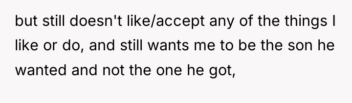 but still doesn't like/accept any of the things I like...