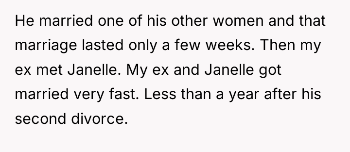 He married one of his other women and that marriage...