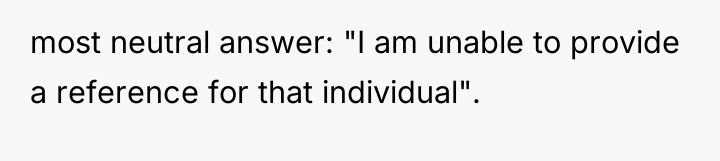 most neutral answer: "I am unable to provide a reference...