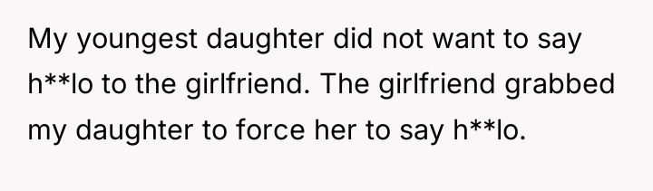 My youngest daughter did not want to say h**lo to...