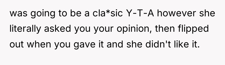 was going to be a cla*sic Y-T-A however she literally...