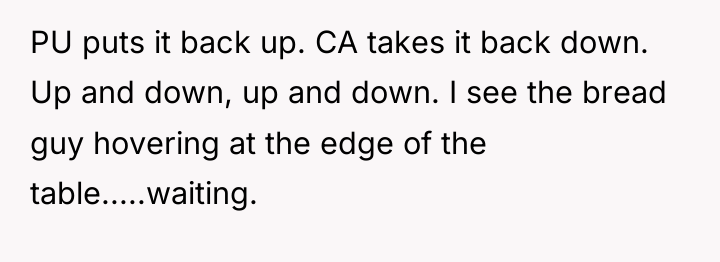 PU puts it back up. CA takes it back down....