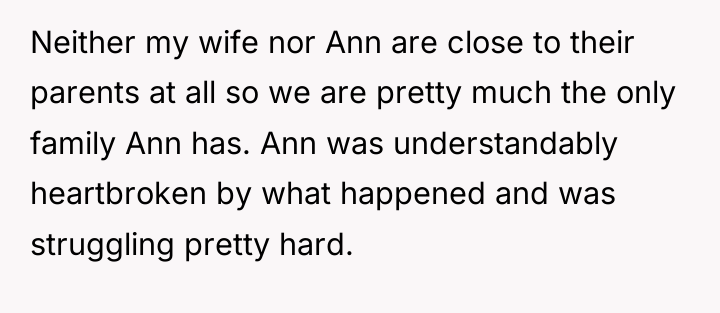 Neither my wife nor Ann are close to their parents...