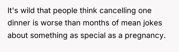 It's wild that people think cancelling one dinner is worse...