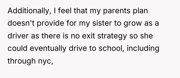 Additionally, I feel that my parents plan doesn't provide for...
