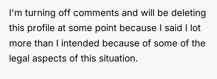 I'm turning off comments and will be deleting this profile...