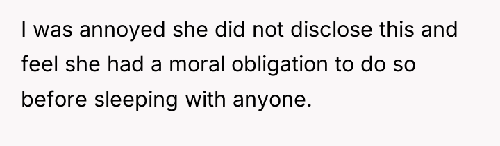 I was annoyed she did not disclose this and feel...