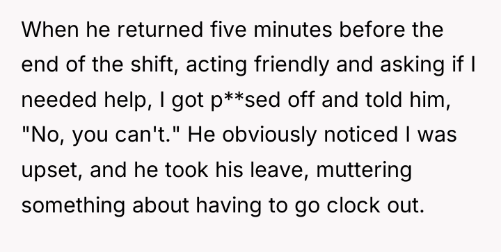 When he returned five minutes before the end of the...