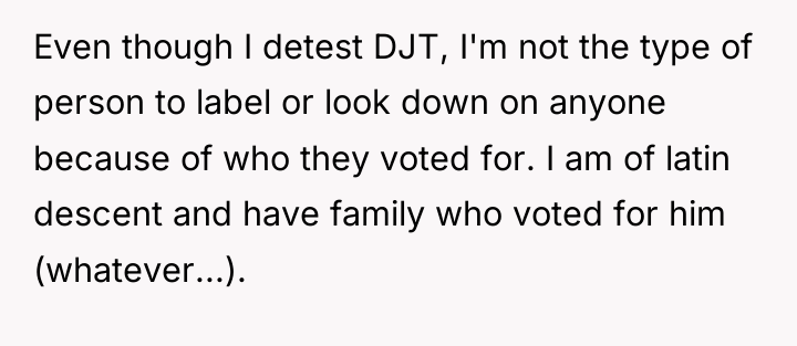 Even though I detest DJT, I'm not the type of...
