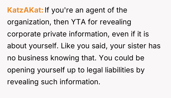 KatzAKat If you're an agent of the organization, then YTA...