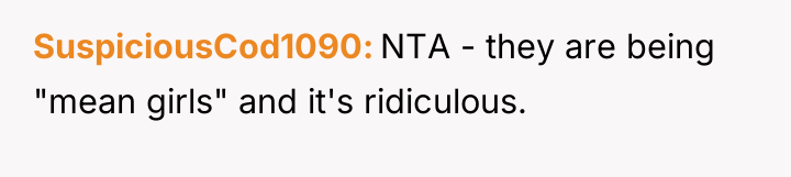 SuspiciousCod1090 NTA - they are being "mean girls" and it's...