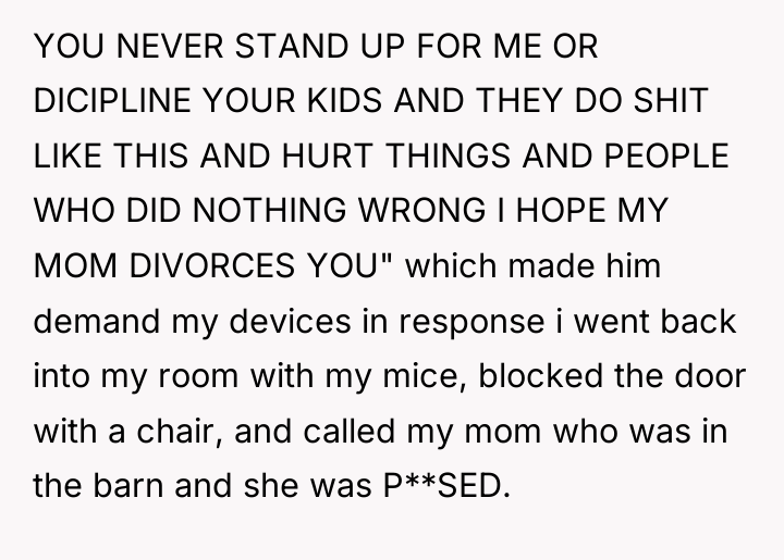 YOU NEVER STAND UP FOR ME OR DICIPLINE YOUR KIDS...