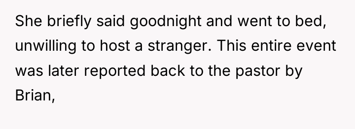 She briefly said goodnight and went to bed, unwilling to...