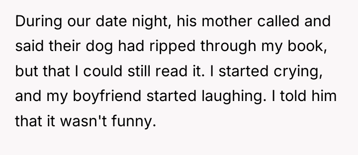 During our date night, his mother called and said their...