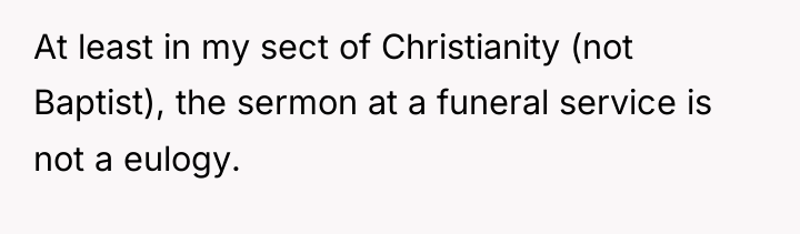 At least in my sect of Christianity (not Baptist), the...