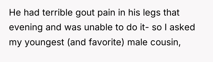 He had terrible gout pain in his legs that evening...
