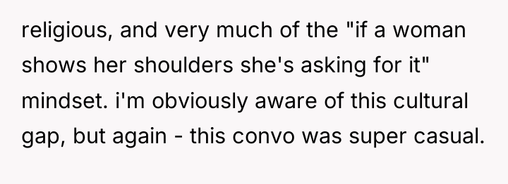 religious, and very much of the "if a woman shows...