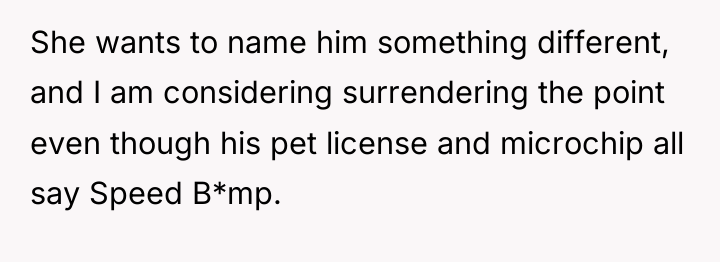 She wants to name him something different, and I am...