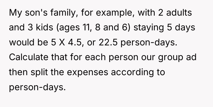 My son's family, for example, with 2 adults and 3...