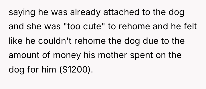 saying he was already attached to the dog and she...