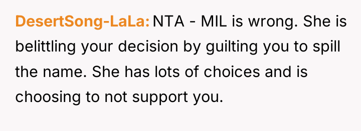 DesertSong-LaLa NTA - MIL is wrong. She is belittling your...