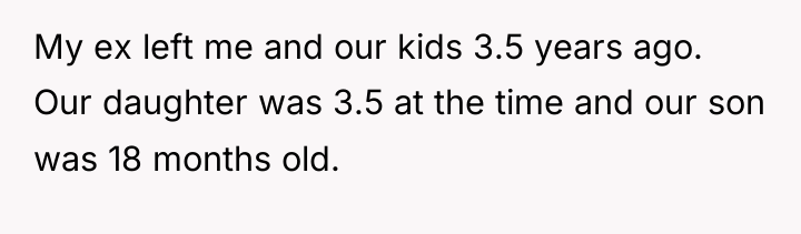 My ex left me and our kids 3.5 years ago....