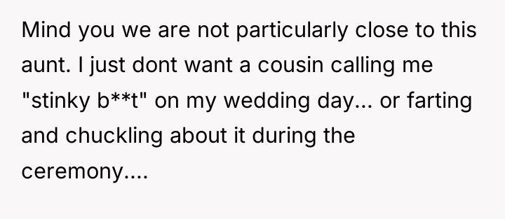 Mind you we are not particularly close to this aunt....
