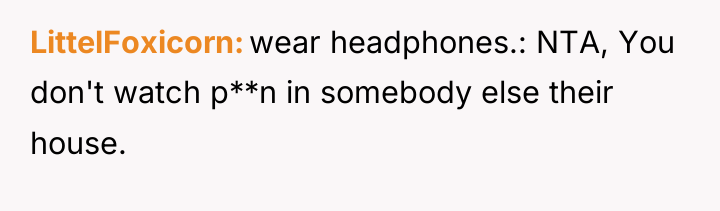 LittelFoxicorn wear headphones.: NTA, You don't watch p**n in somebody...