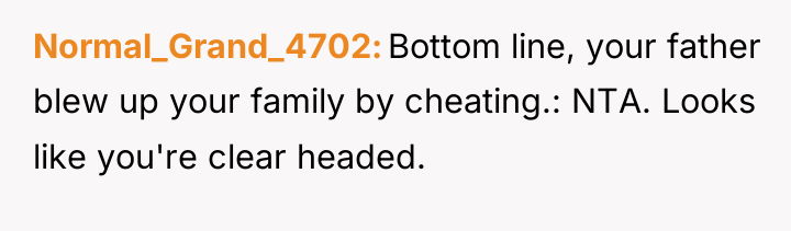 Normal_Grand_4702 Bottom line, your father blew up your family by...