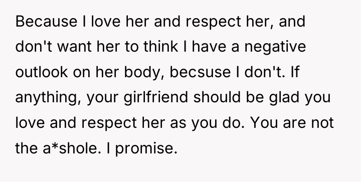 Because I love her and respect her, and don't want...