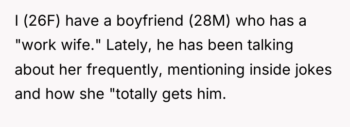 I (26F) have a boyfriend (28M) who has a "work...