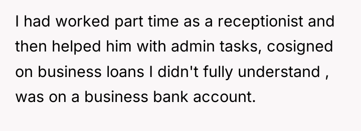 I had worked part time as a receptionist and then...