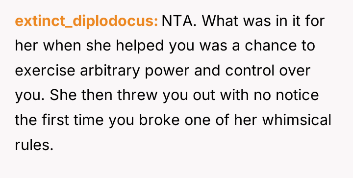 extinct_diplodocus NTA. What was in it for her when she...