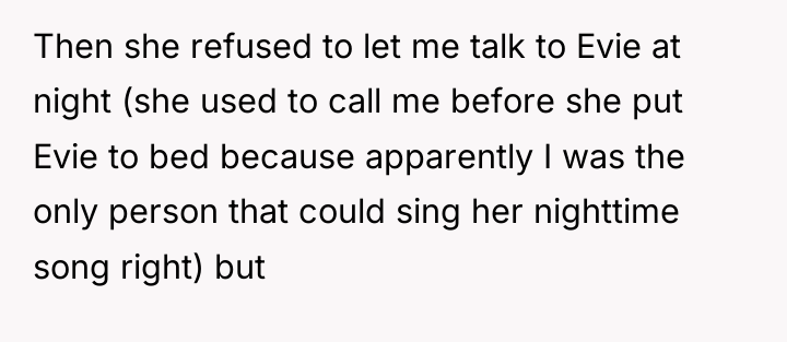 Then she refused to let me talk to Evie at...