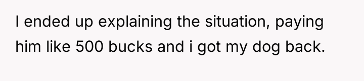 I ended up explaining the situation, paying him like 500...