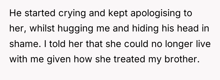 He started crying and kept apologising to her, whilst hugging...