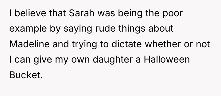 I believe that Sarah was being the poor example by...