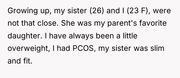 Growing up, my sister (26) and I (23 F), were...