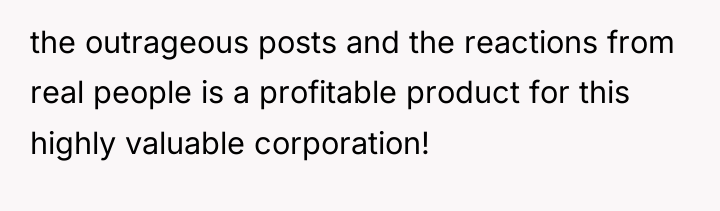 the outrageous posts and the reactions from real people is...